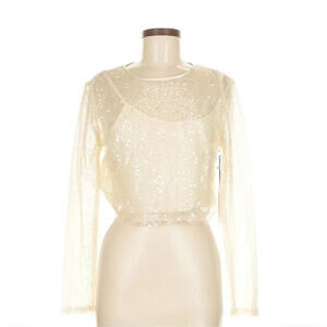 Jason Wu Sequin Sparkly Mesh Sheer Long Sleeve Crop Top Size Medium Prom Date